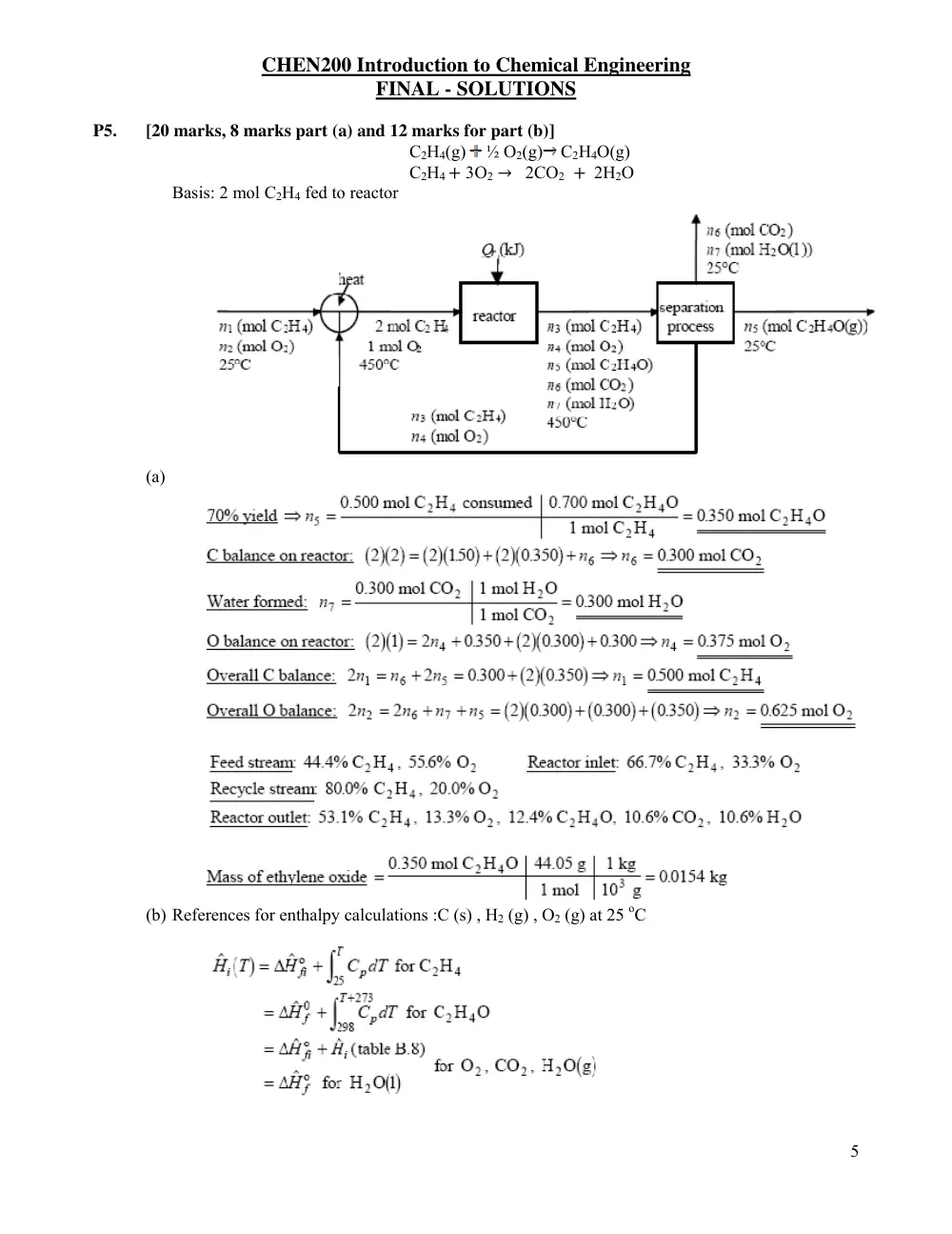 CHEN 200 Final with Solutions, Spring 2011, page 5