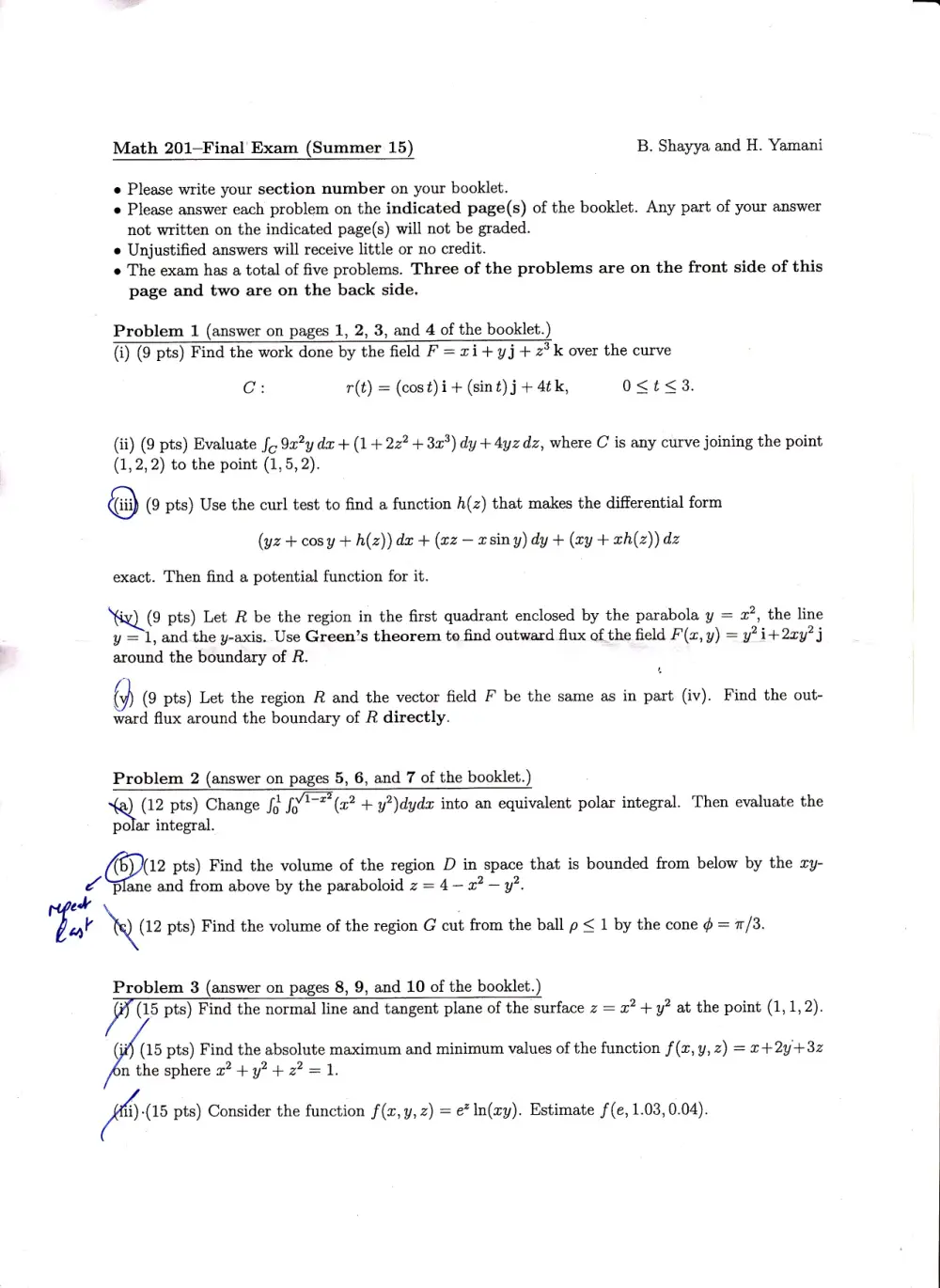 MATH 201 Final, Summer 2015, page 1