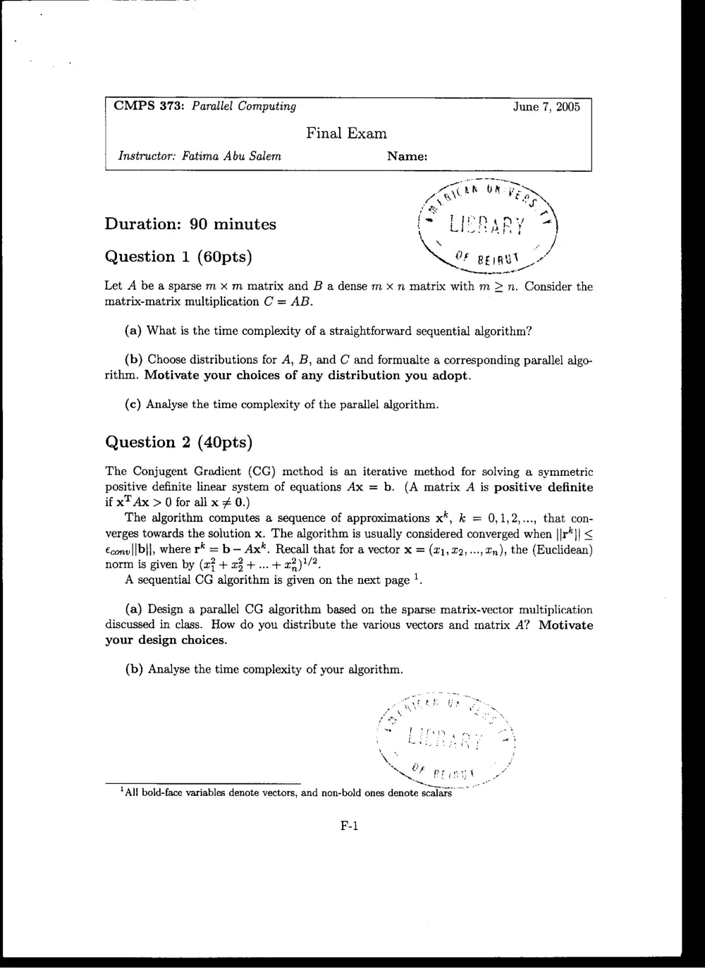 CMPS 373 Final, Spring 2005, page 1