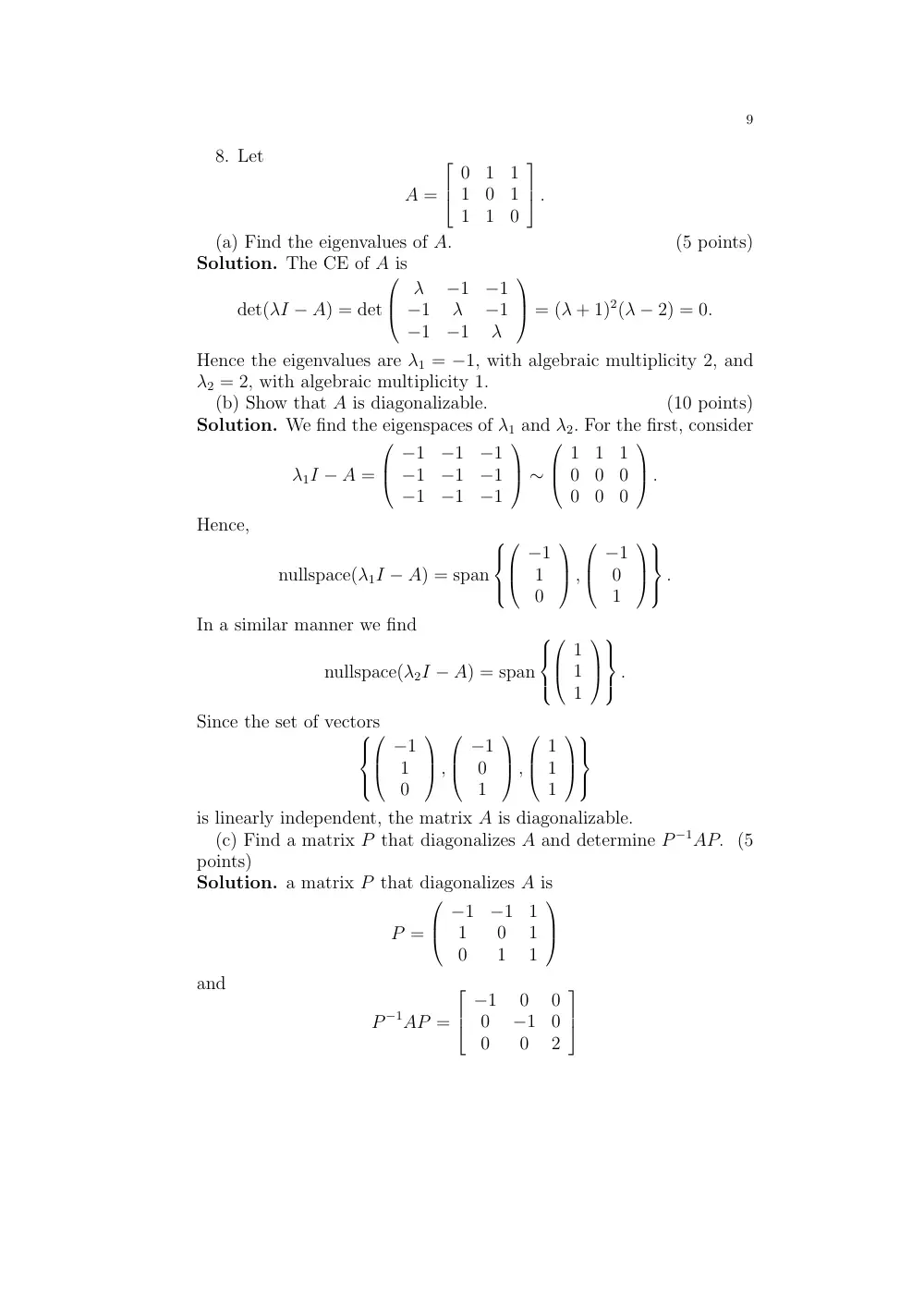 MATH 218 Final, Spring 2009, page 9