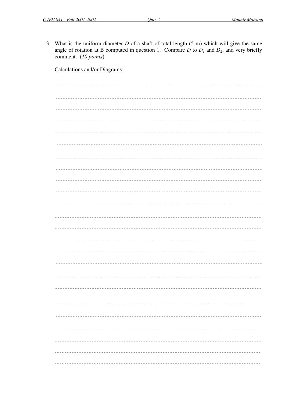 CIVE 310 Exam 2, Fall 2001, page 10