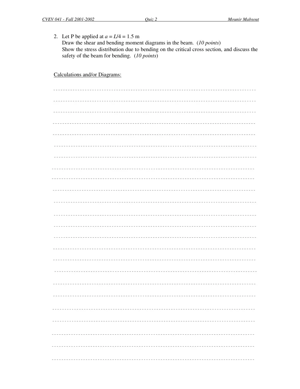 CIVE 310 Exam 2, Fall 2001, page 4