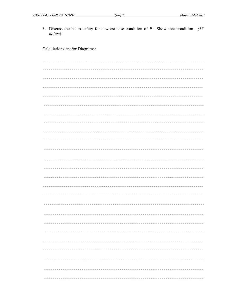 CIVE 310 Exam 2, Fall 2001, page 6