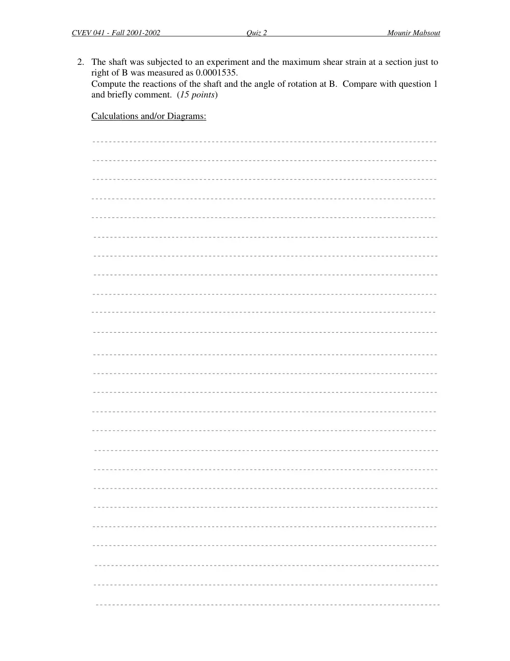 CIVE 310 Exam 2, Fall 2001, page 9