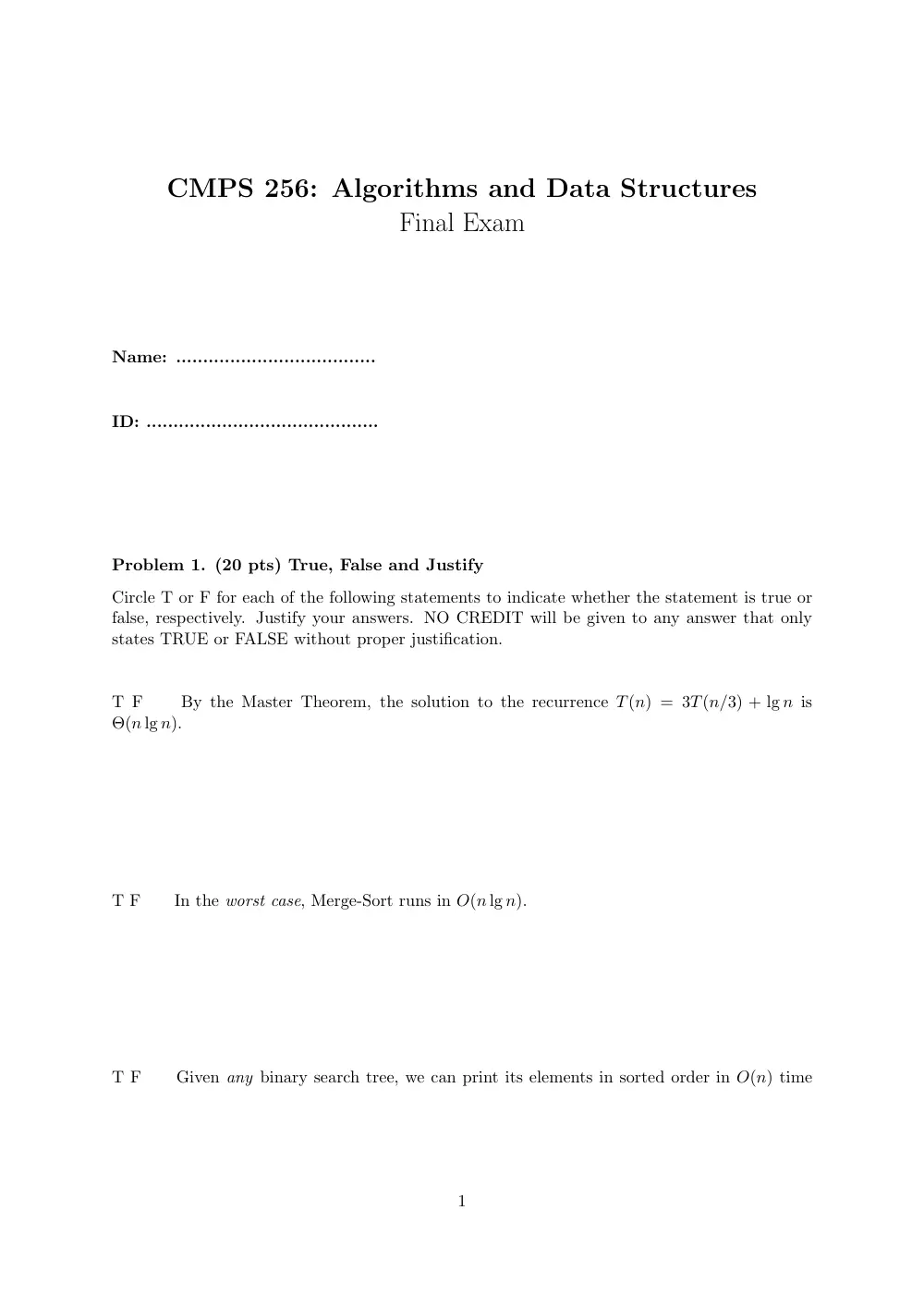 CMPS 256 Final, Fall 2005, page 1