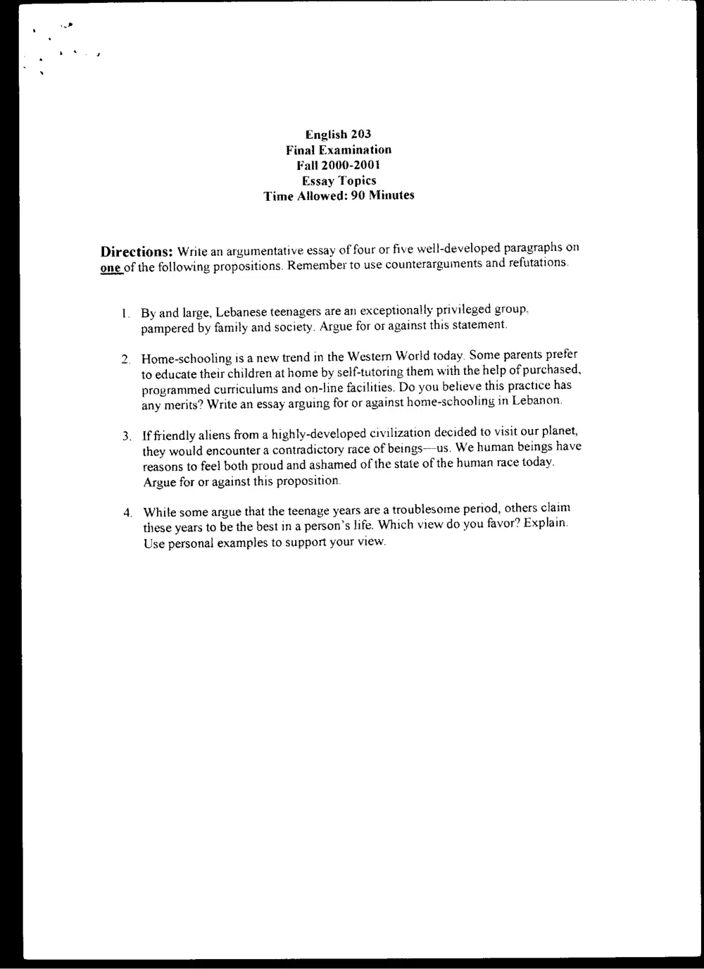 ENG 203 Final, Fall 2000, page 9
