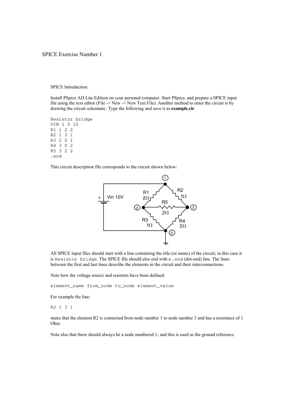 EECE 311 Tutorial PSPICE, Spring 2012, page 1