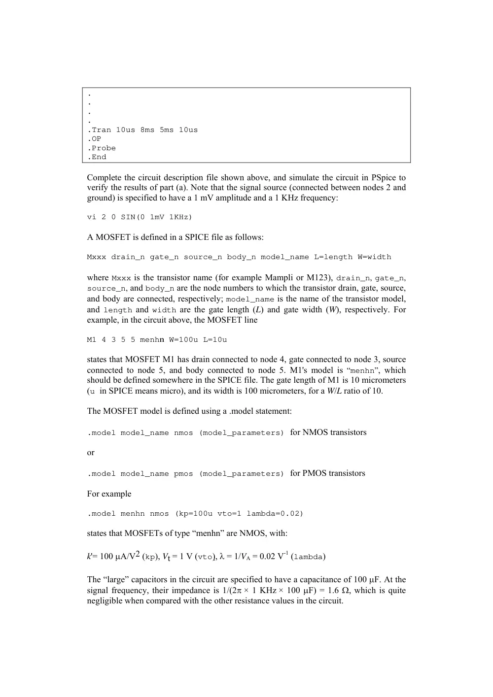 EECE 311 Tutorial PSPICE, Spring 2012, page 8