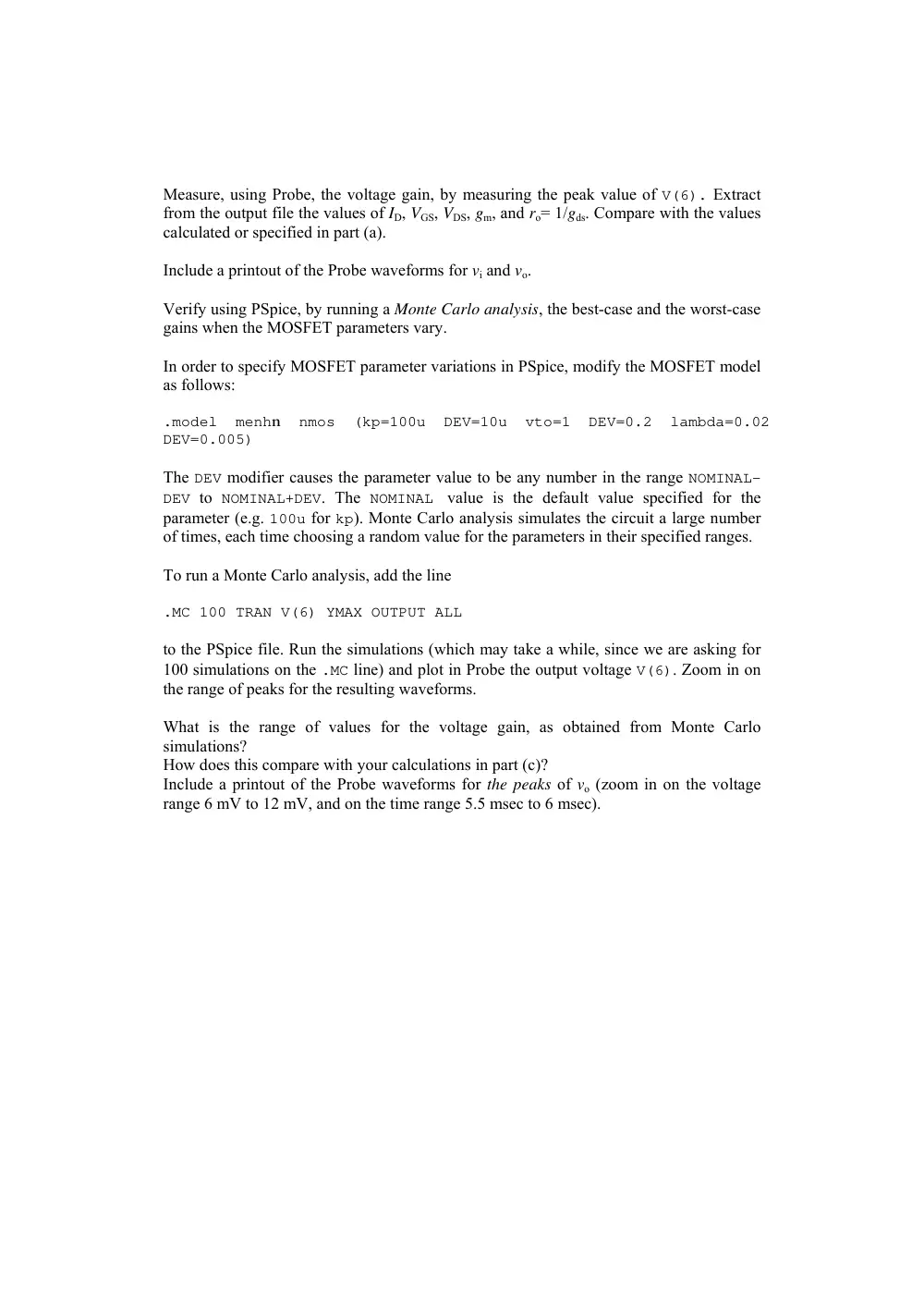 EECE 311 Tutorial PSPICE, Spring 2012, page 9