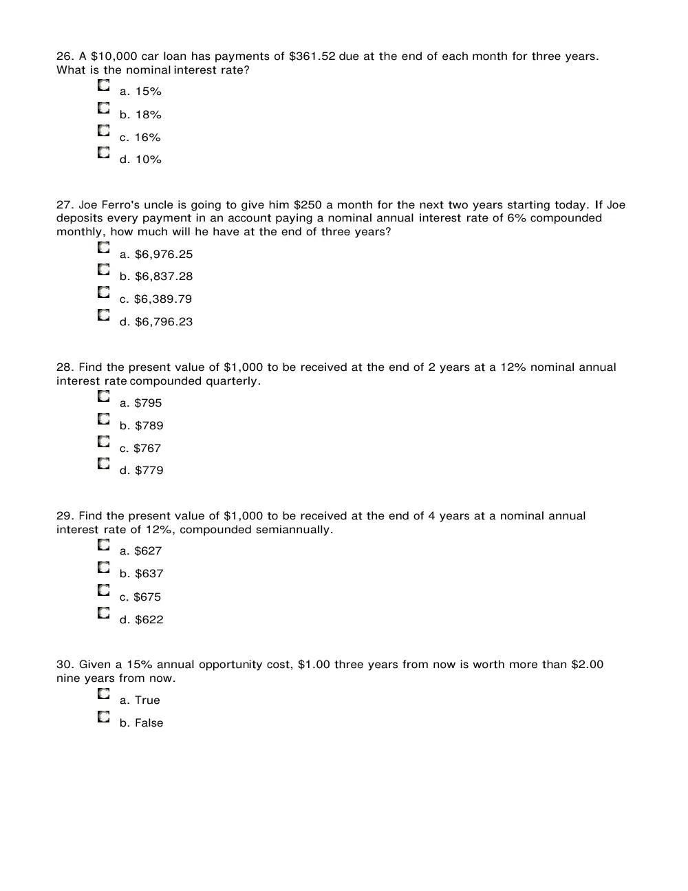 FINA 210 Problems Midterm, Spring 2013, page 6