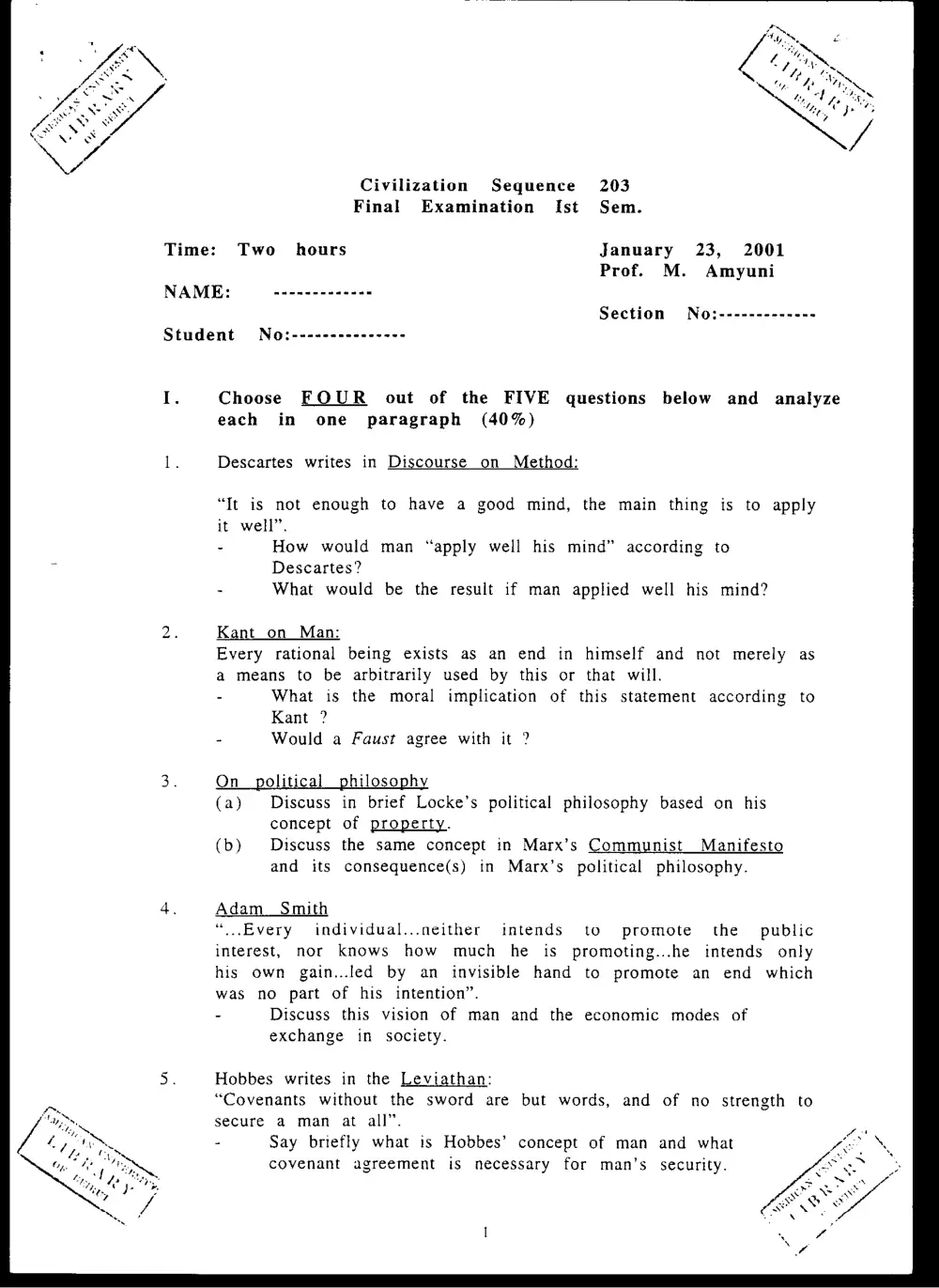 CVSP 203 Final, Fall 2000, page 1