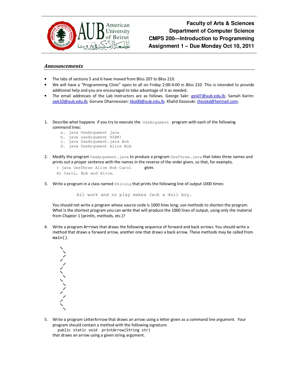 CMPS 200 Homework Assignment 1, Spring 2012, page 1