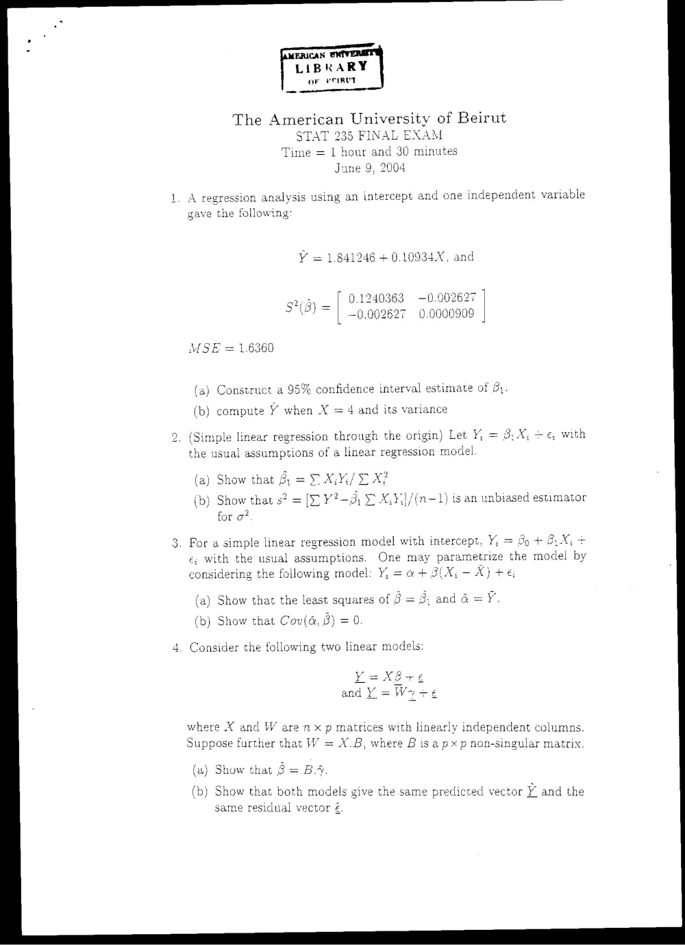 STAT 235 Final, Spring 2004, page 1