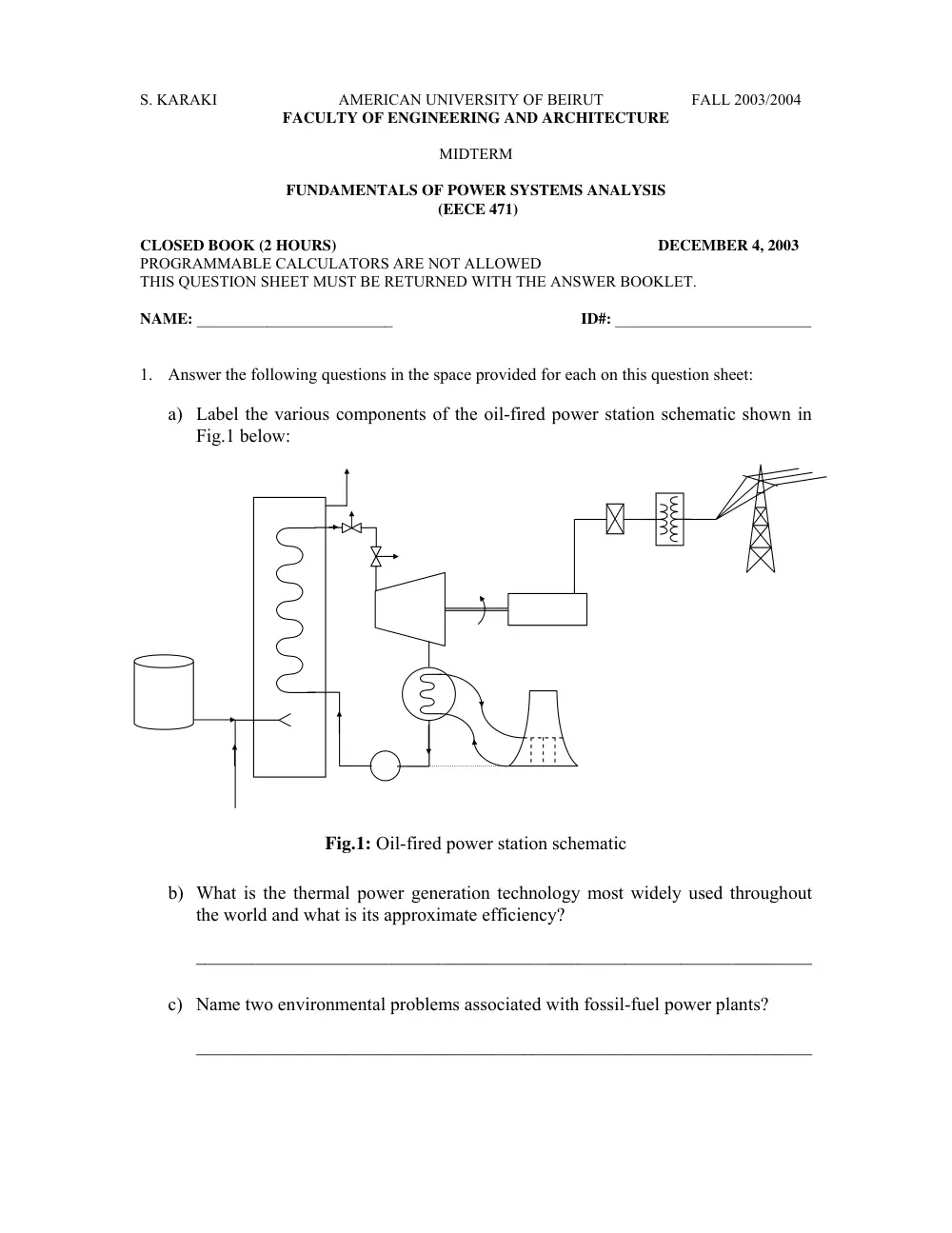 EECE 471 Midterm, Fall 2003, page 1