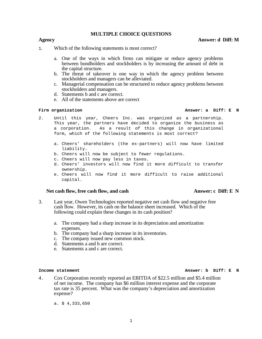 FINA 210 Midterm, Spring 2004, page 1