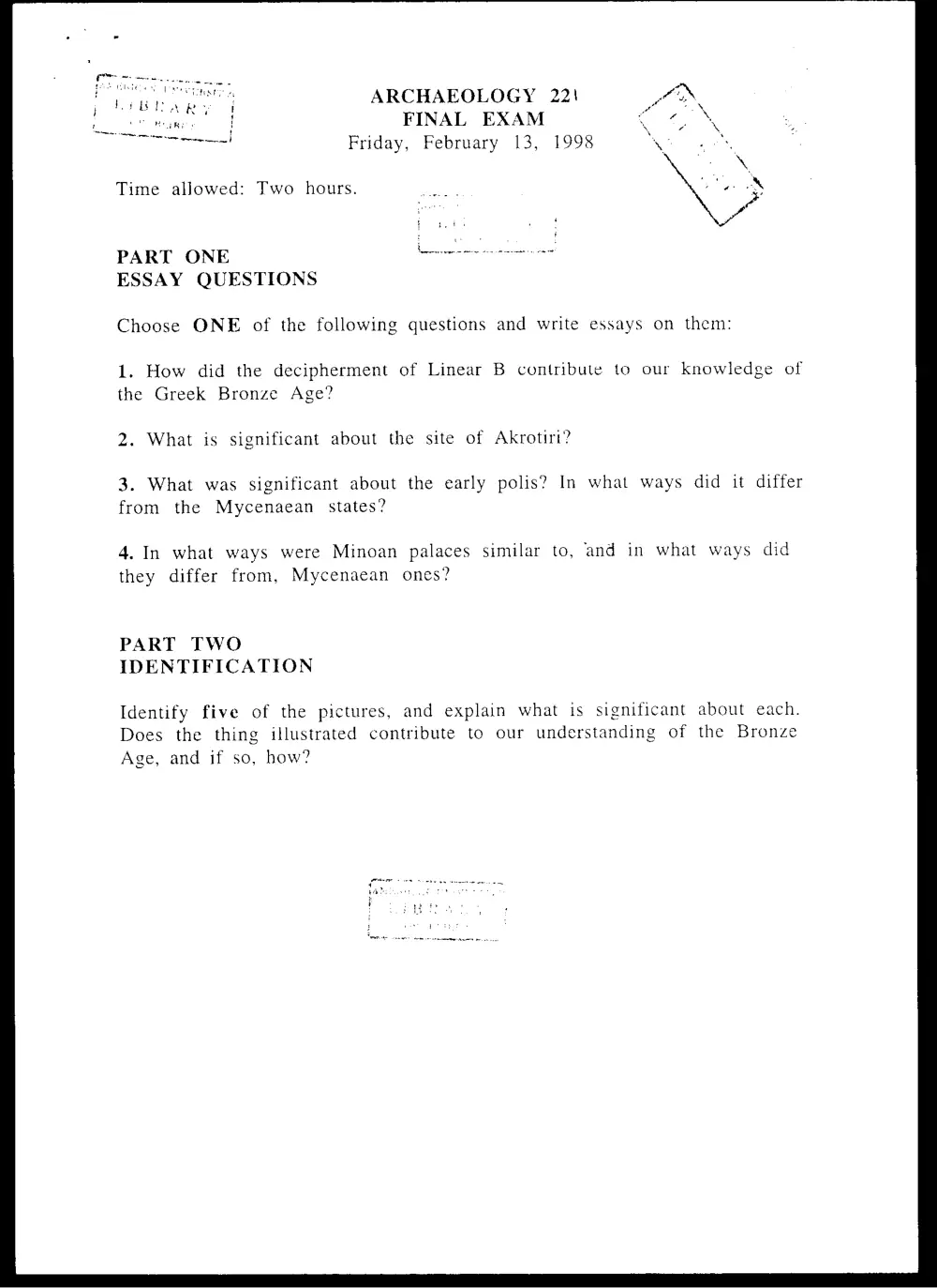 AROL 221 Final, Fall 1997, page 1