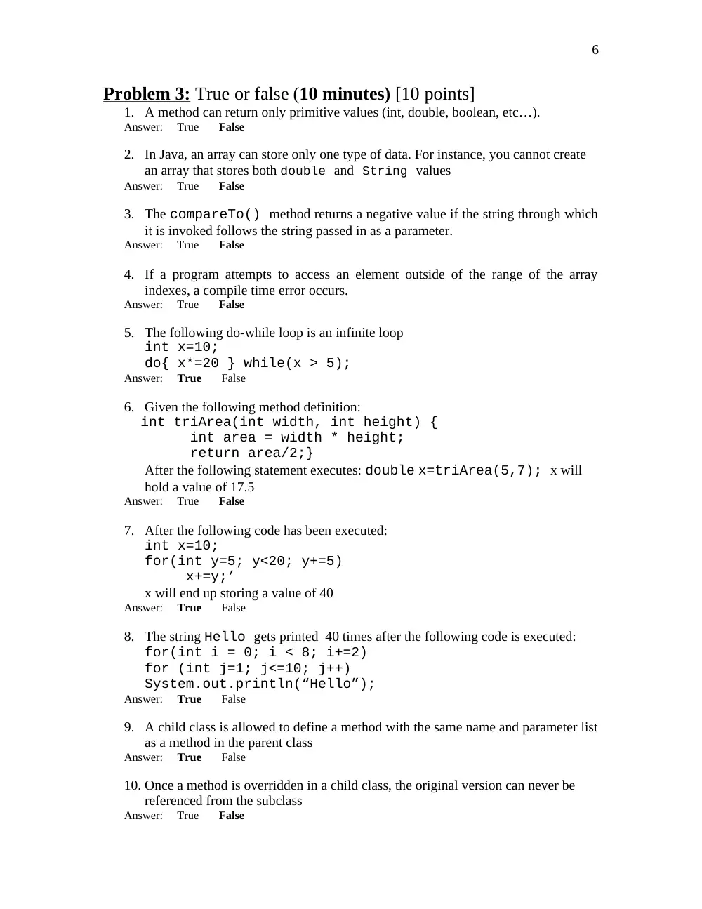 COE 212 Final, Spring 2011, page 6