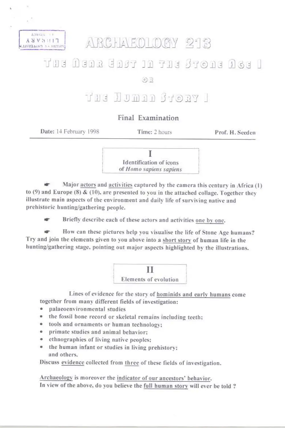 AROL 213 Final, Fall 1997, page 1