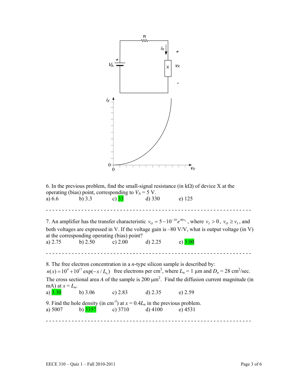 EECE 310 Exam 1, Fall 2010, page 3