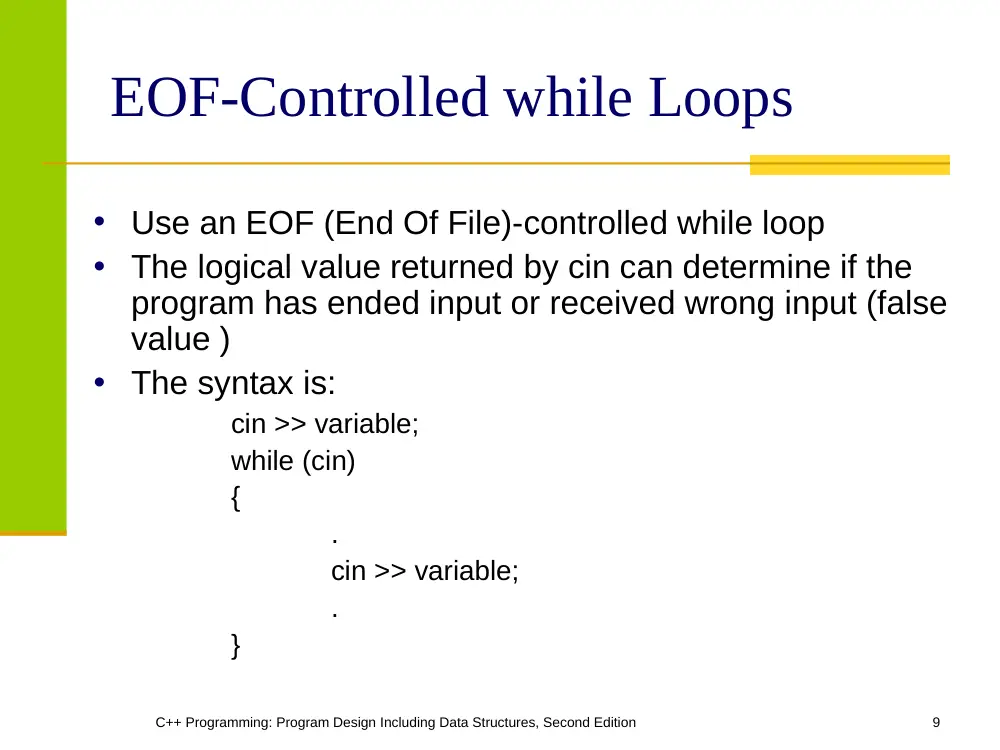 EECE 230 Chapter 2- Control Structure II, Spring 2012, page 9