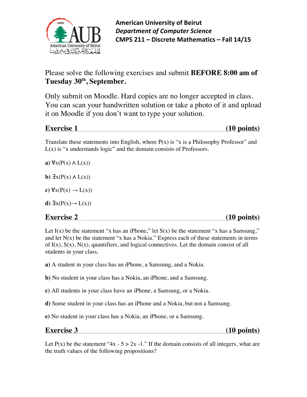 CMPS 211 Homework Assignment 3, Fall 2014, page 1