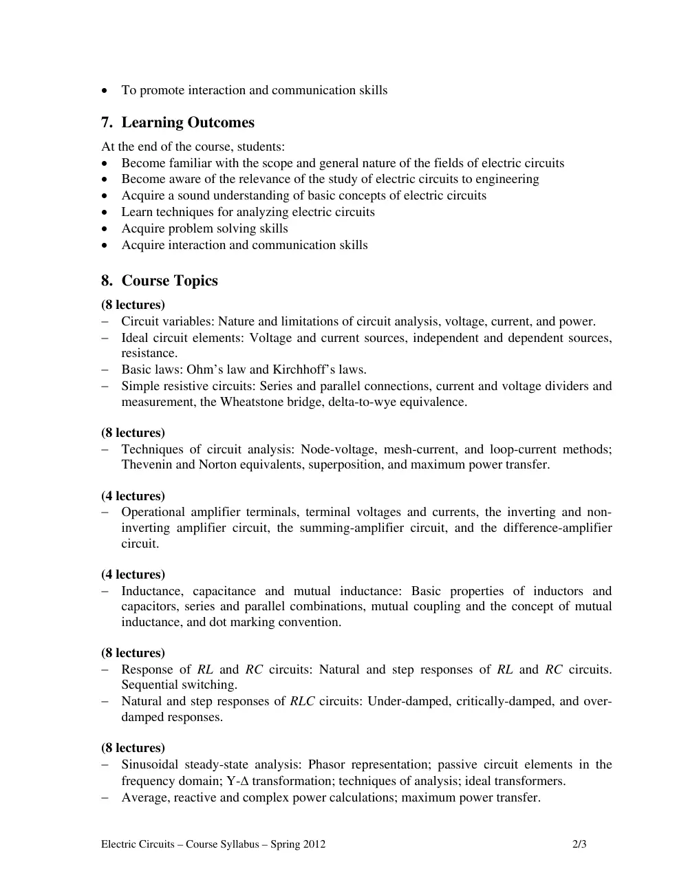 EECE 210 Syllabus, Spring 2012, page 2