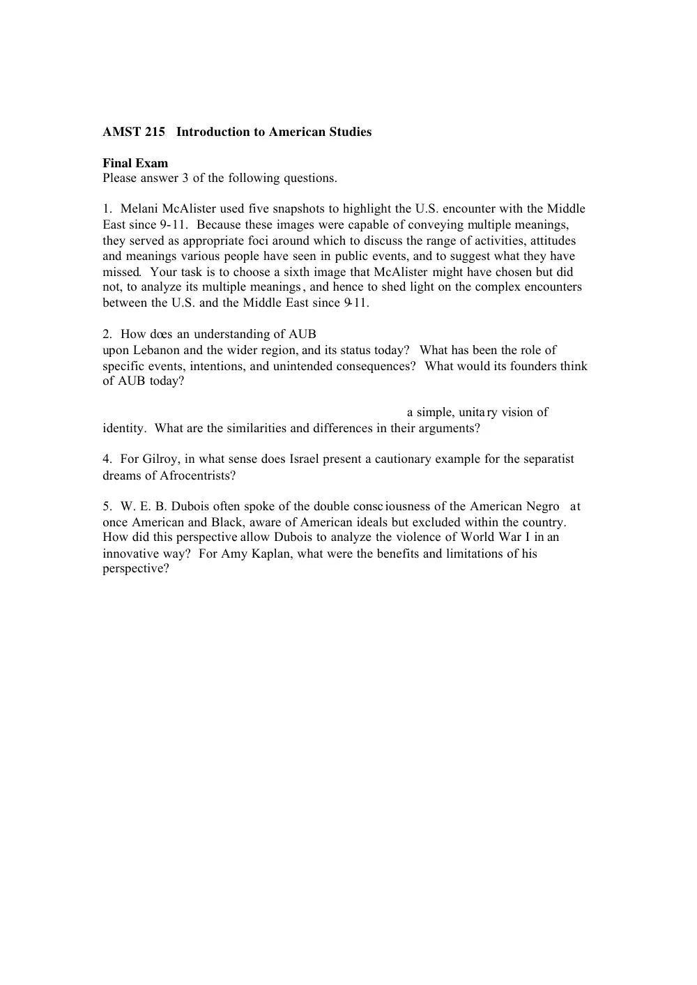 AMST 215 Final, Fall 2005, page 1