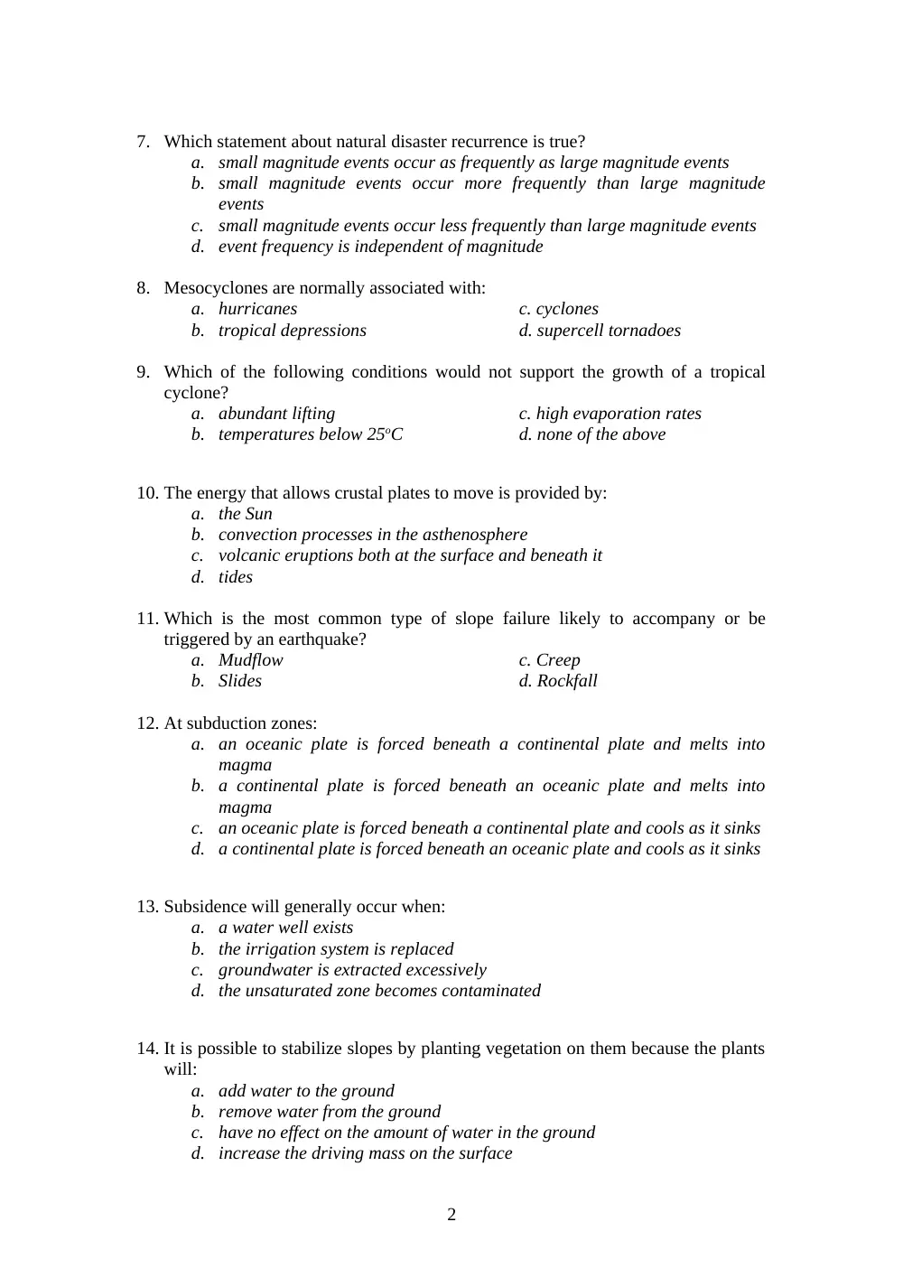 GEOL 104 Final, Spring 2007, page 2
