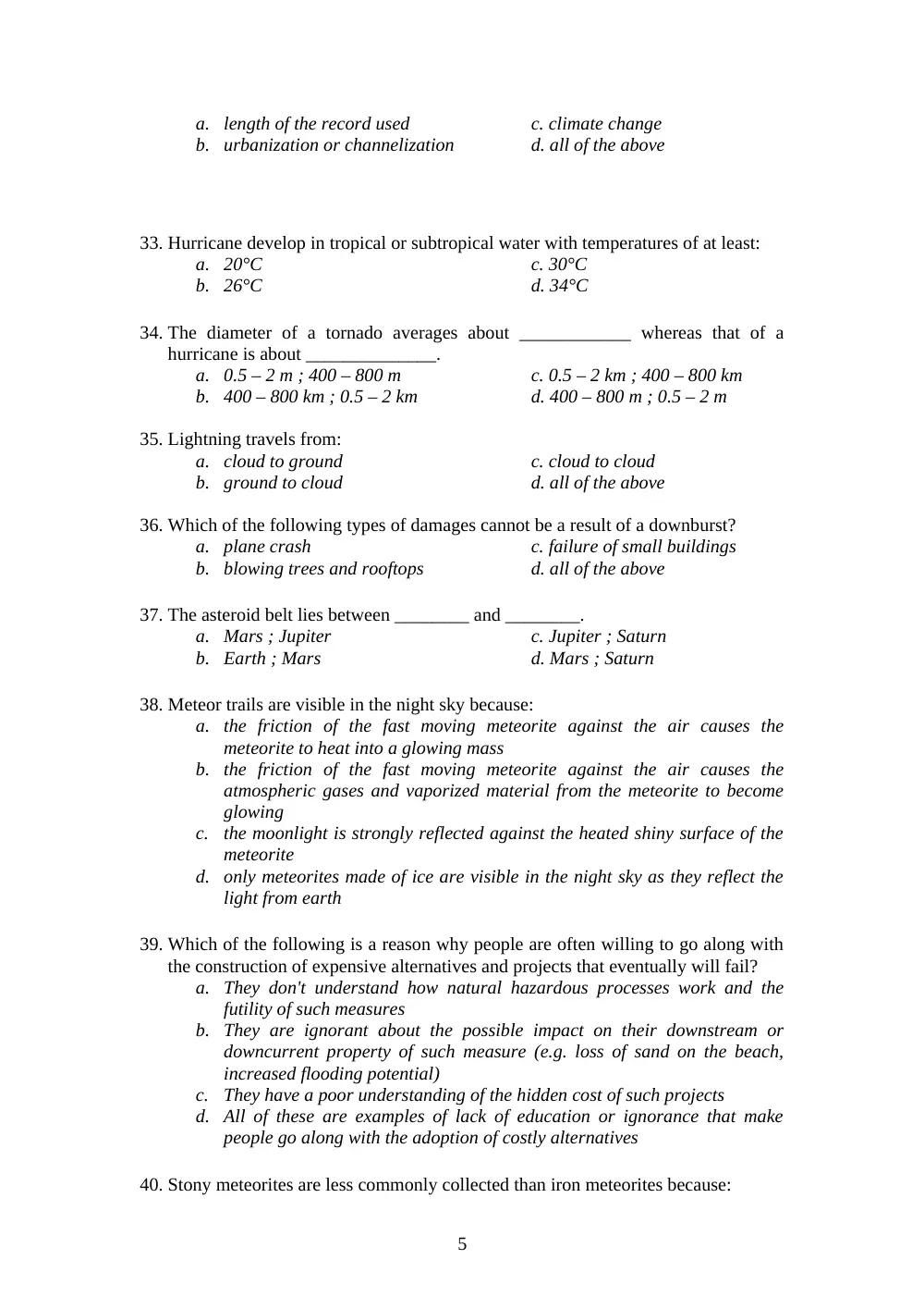 GEOL 104 Final, Spring 2007, page 5