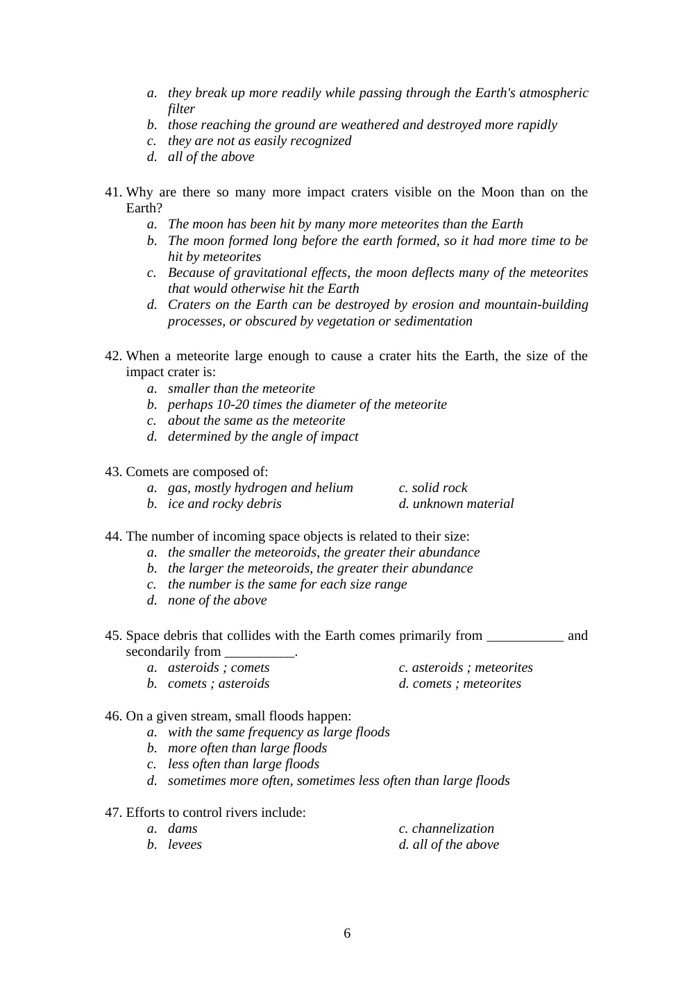GEOL 104 Final, Spring 2007, page 6
