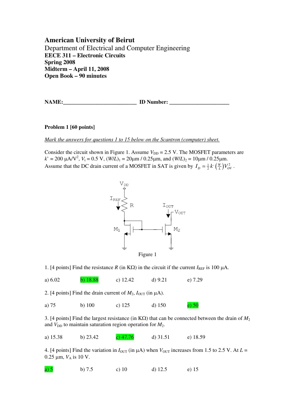 EECE 311 Midterm, Spring 2008, page 1