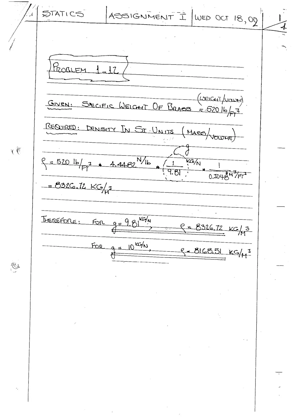 CIVE 210 Homework, Spring 2008, page 1