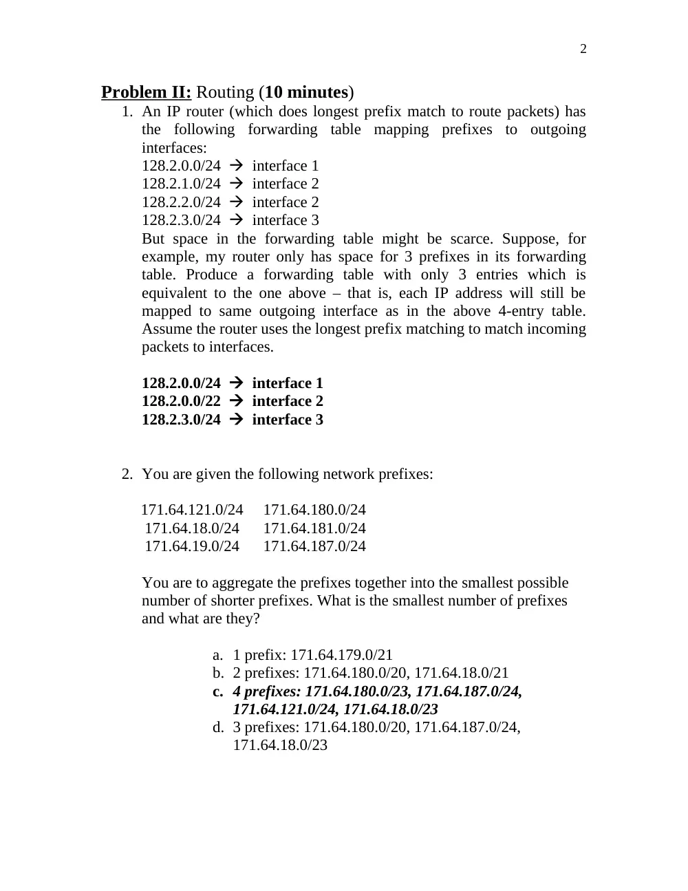 COE 431 Final Exam Problems, Fall 2013, page 2