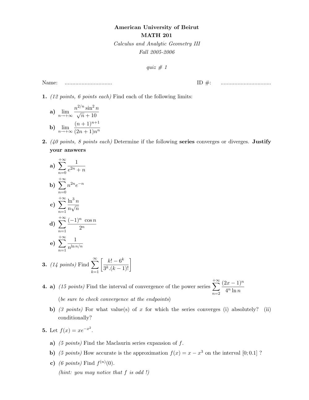 MATH 201 Exam 2, Fall 2001, page 1