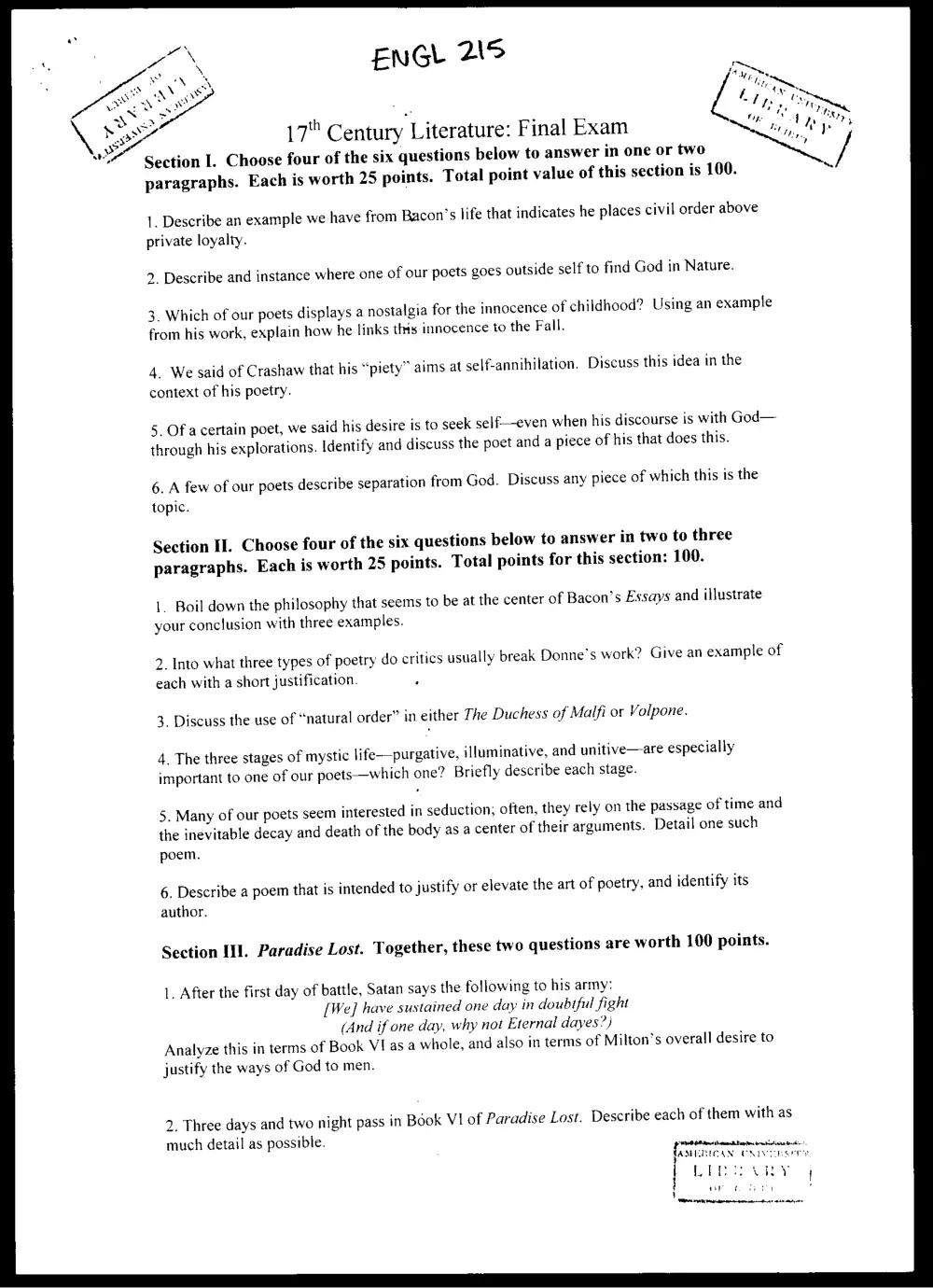 ENG 215 Final, Spring 2008, page 1