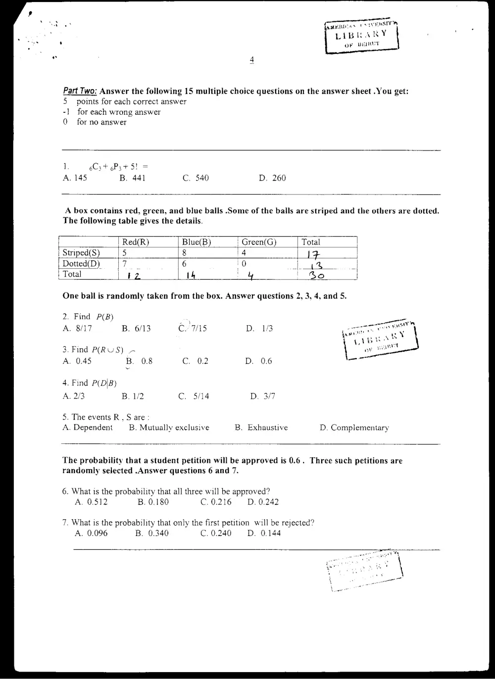 MATH 204 Exam 2, Spring 2003, page 4