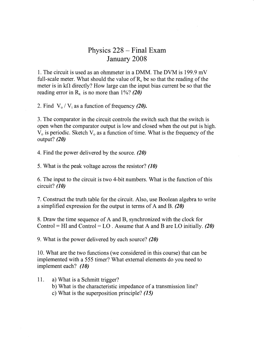 PHYS 228 Final, Fall 2007, page 2