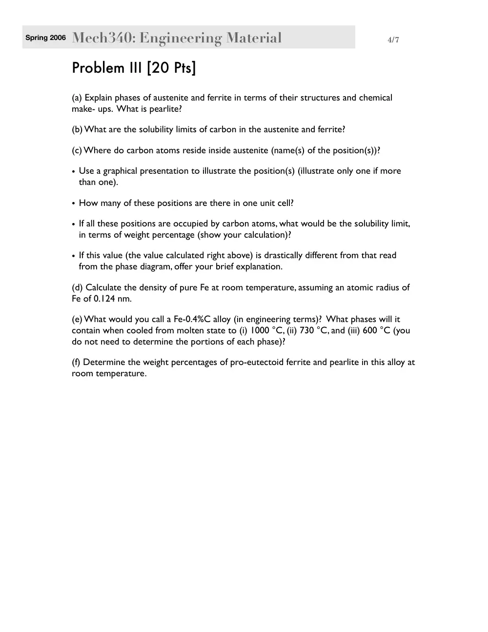 MECH 340 Final, Spring 2006, page 4