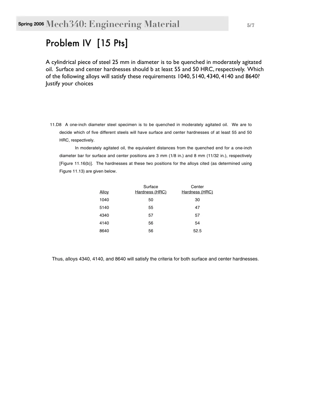 MECH 340 Final, Spring 2006, page 5