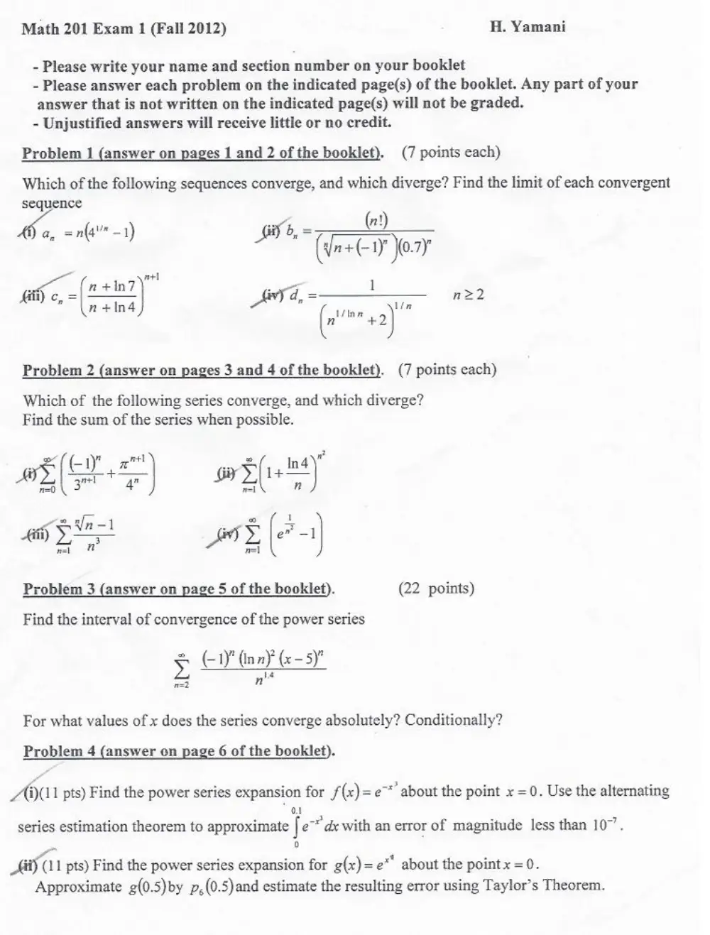 MATH 201 Exam 1, Fall 2012, page 1