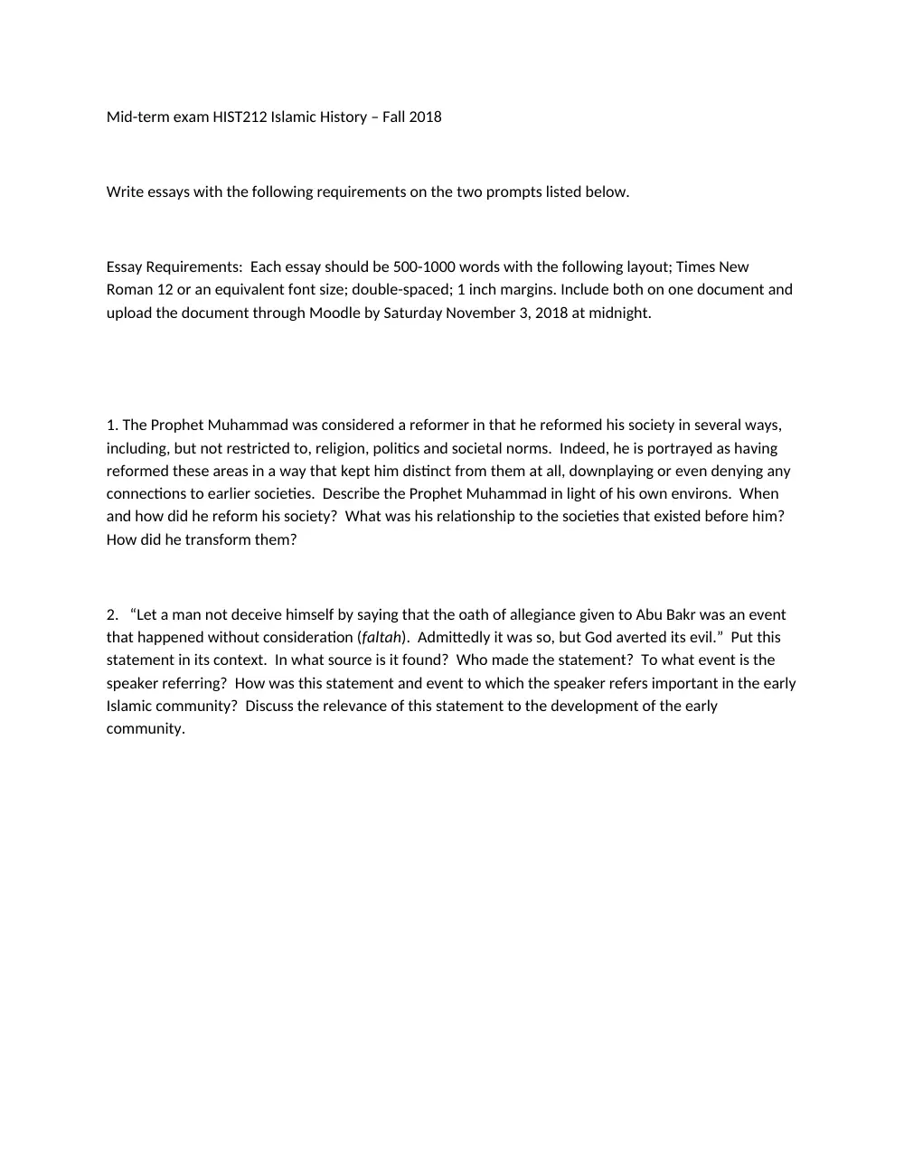 HIST 212 Midterm, Fall 2018, page 1