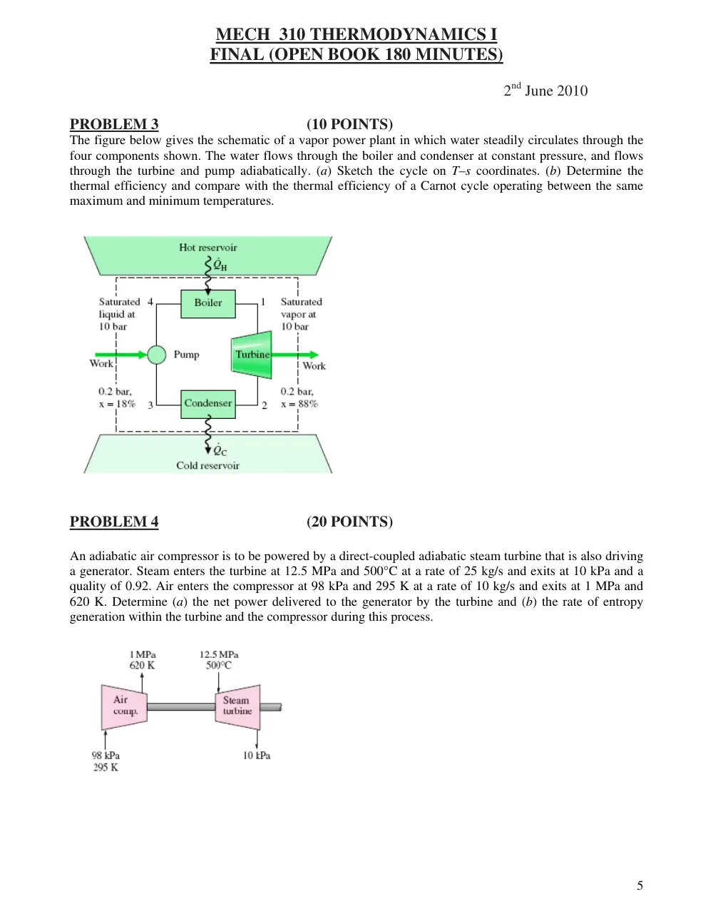 MECH 310 Final, Spring 2011, page 5