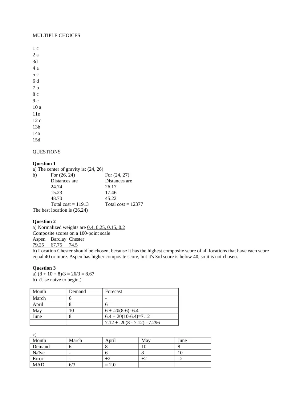 DCSN 200 Exam 2 Solution, Spring 2009, page 1