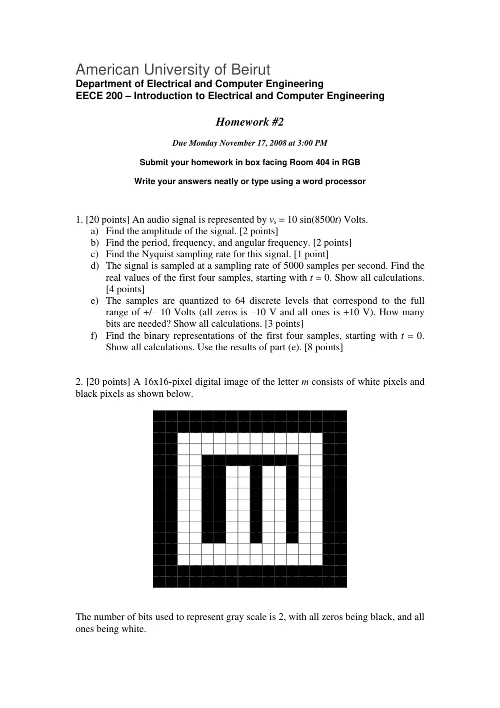 EECE 200 Homework, Spring 2008, page 1