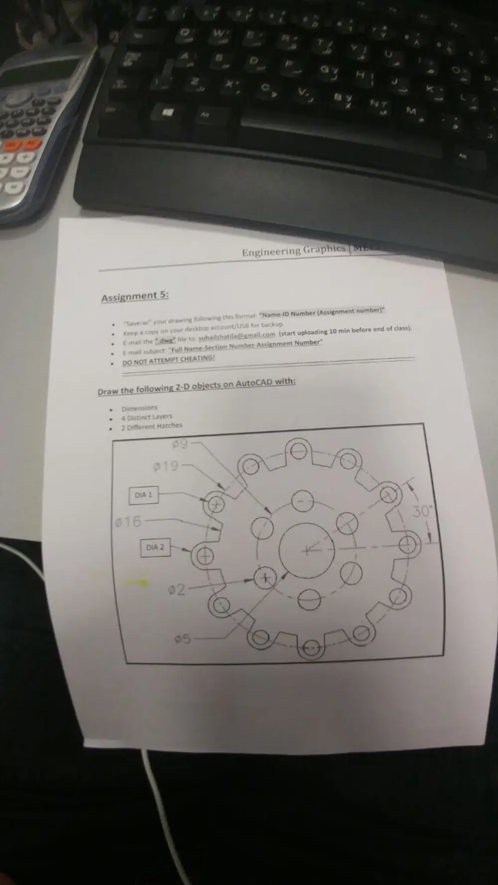 MEE 211 Problems Assignment 5 A(autocad 2D), Fall 2016, page 1