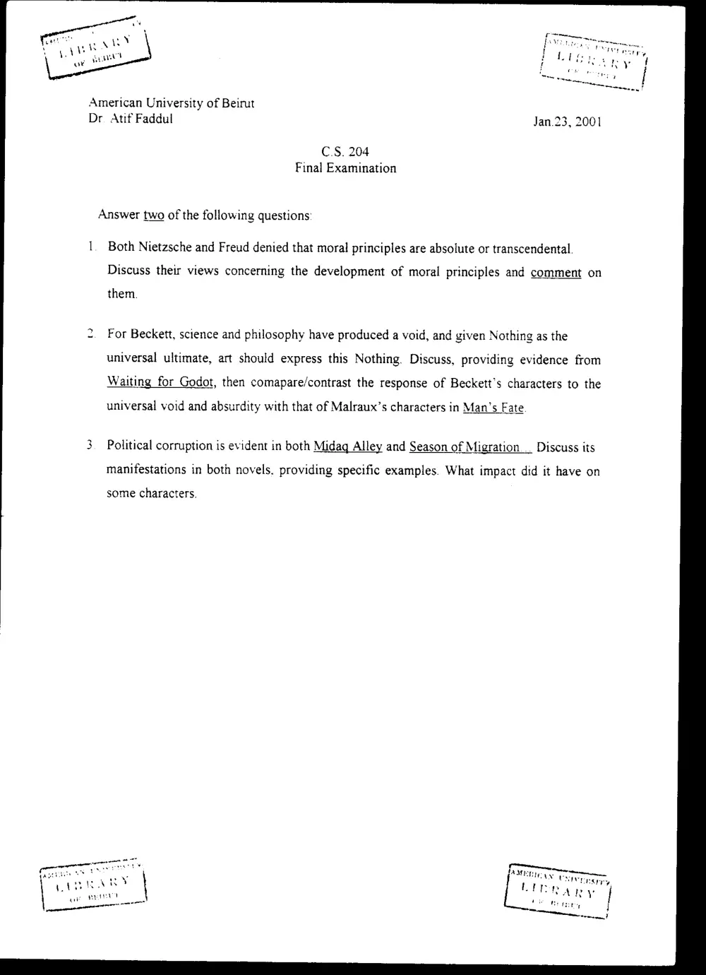 CVSP 204 Final, Fall 2000, page 1