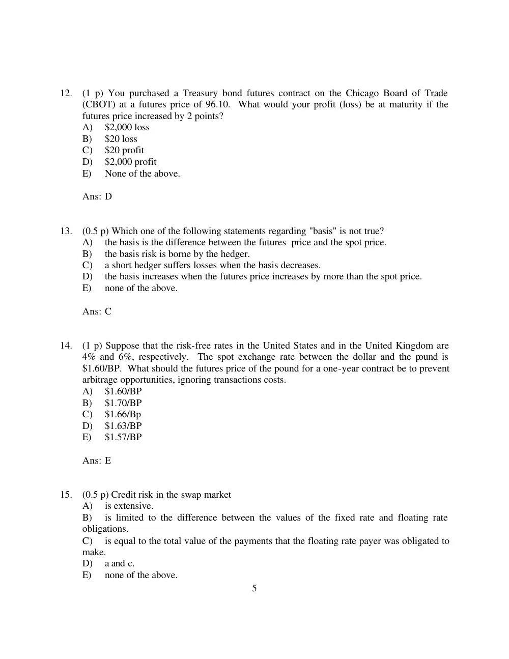 FINA 220 Final, Spring 2008, page 5