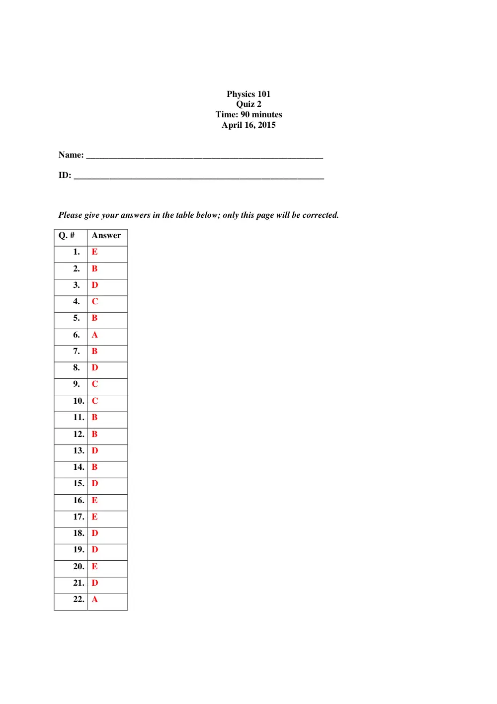 PHYS 101 Exam 2, Spring 2015, page 1