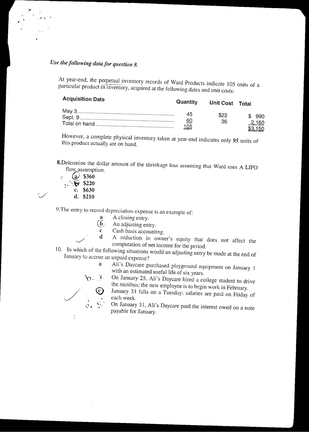 ACCT 210 Midterm, Spring 2002, page 4