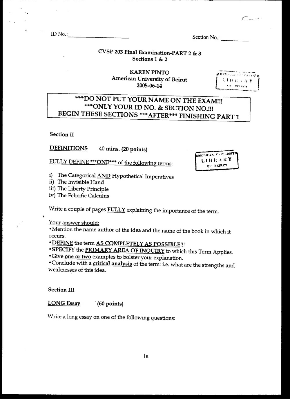 CVSP 203 Final, Spring 2005, page 1